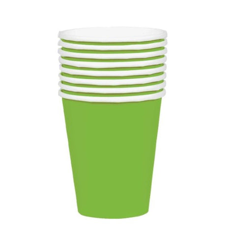 Eco-friendly 354ml paper cups in kiwi design, perfect for parties and picnics, pack of 20, made from sustainable materials.