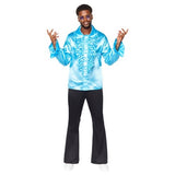 Costume Satin Ruffle Shirt Blue Mens Size X-Large