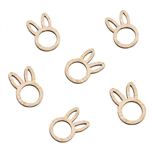 Pack of 24 wooden bunny confetti pieces, FSC Mix Certified for eco-friendly celebrations.