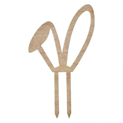 Wooden bunny ear cake topper, eco-friendly, perfect for Easter desserts and celebrations.