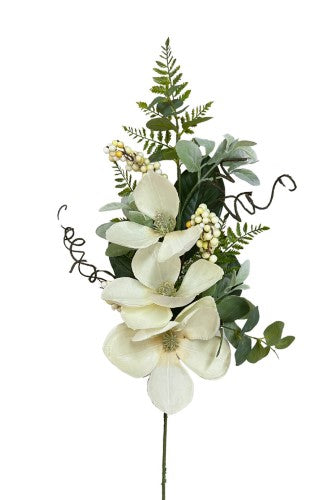 Artificial - 3 Magnolias With Mixed Foliage Arrangement