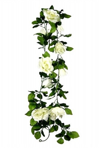 Artificial - 4 x L + 5 x M Head Rose Garland  - Pack of  6