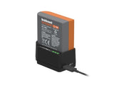 Compact Hahnel Modus MD1 MKII charger for mains, USB, and power bank charging options.