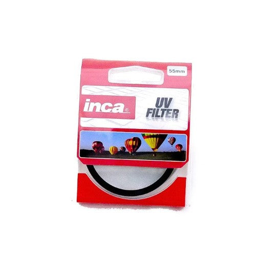 INCA 55MM UV filter designed for DSLR and mirrorless cameras, absorbs UV rays and protects lens from dust and scratches.
