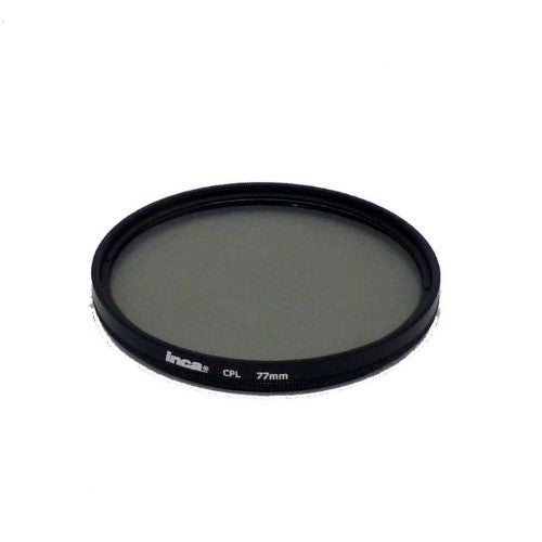 INCA 77MM Circular Polarizer Filter enhances images by reducing glare, enriching colors, and protecting lens from damage.