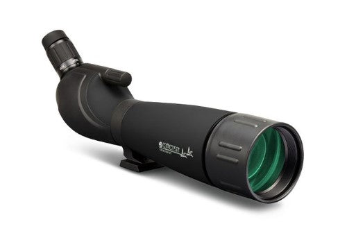 KONUSPOT-80C spotting scope with 20-60x magnification, 80mm lens, 45° eyepiece, tripod, and smartphone adapter.