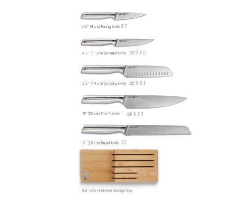 Elevate Steel Knives Bamboo Store 5 Piece Set - Joseph Joseph