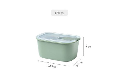 450ml Nordic Sage storage container by Mepal, featuring airtight, leakproof design and steam vent for microwave use.