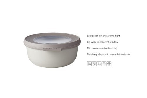 Cirqula Round 3-Piece Set in Nordic White, ideal for meal prep, storage, and serving with airtight, space-saving design.