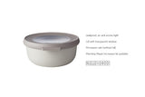 Cirqula Round 3-Piece Set in Nordic White, ideal for meal prep, storage, and serving with airtight, space-saving design.