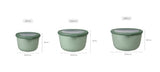 Cirqula Round 3-Piece Set in Nordic Sage, durable, airtight, stackable, and microwave-safe food storage solution.
