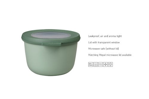 Cirqula Round 3-Piece Large Set in Nordic Sage, featuring airtight lids and stackable design for versatile food storage.