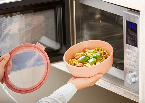 Cirqula Round 3-Piece Set in Nordic Sage, durable and stackable food storage bowls with airtight lids and transparent windows.