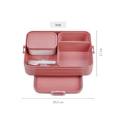 Large Vivid Mauve Bento Box with two compartments, microwave-safe tray, and BPA-free material for stylish meal storage.