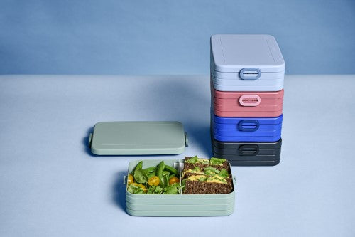 Large Vivid Mauve Bento Box by Mepal with two compartments, microwave-safe tray, and BPA-free materials for stylish meal storage.