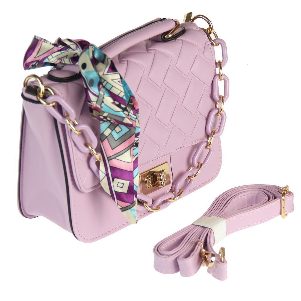 Handbag - Chain & Scarf Bag Bag - LILAC