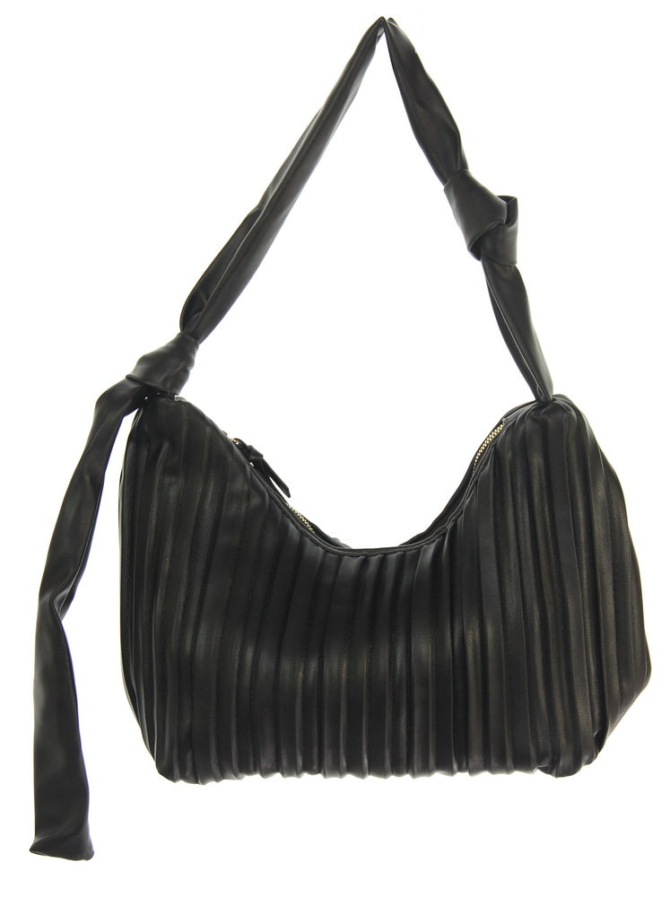 Handbag - Pleats Fashion Bag - BLACK