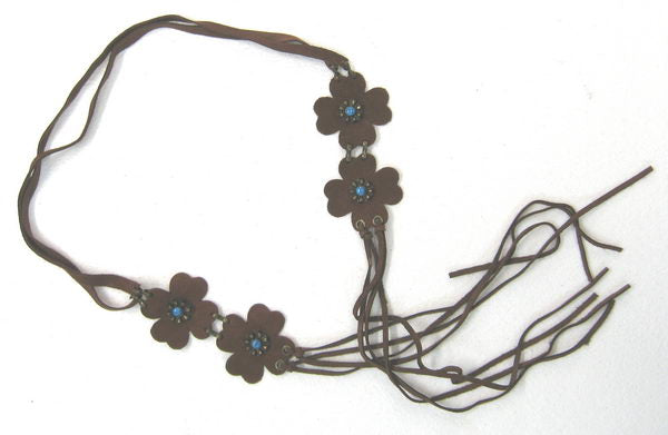 Belt - Suede Flowers - BROWN