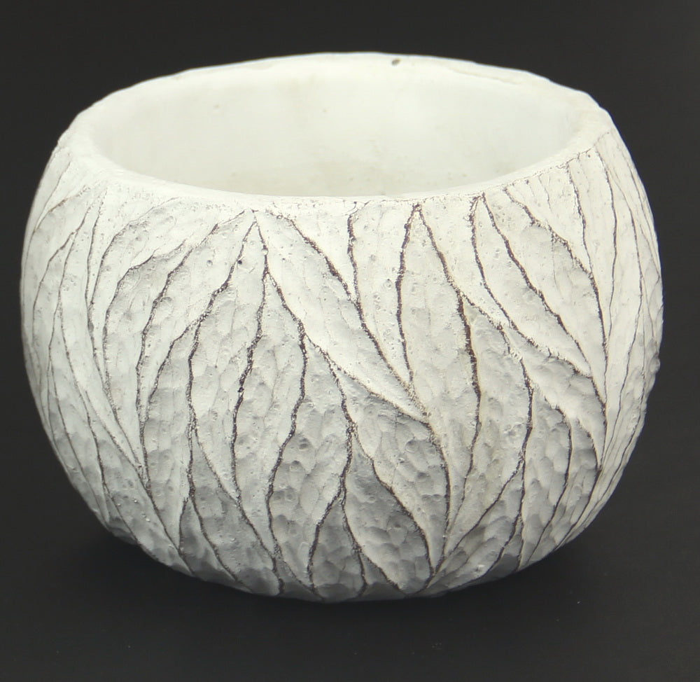 Planter - Concrete Pot Leaf Pattern - MEDIUM - Set of 2