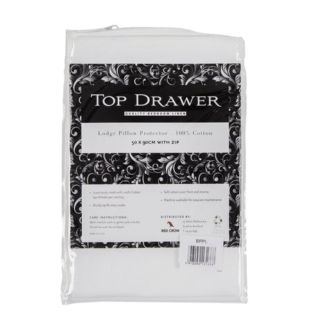 100% cotton pillow protector with zip closure for comfort and protection, measuring 52 x 90 cm, ideal for hygienic sleep.