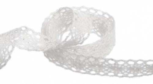 White crochet lace ribbon, 19mm wide and 20m long, perfect for DIY projects and adding elegance to crafts.