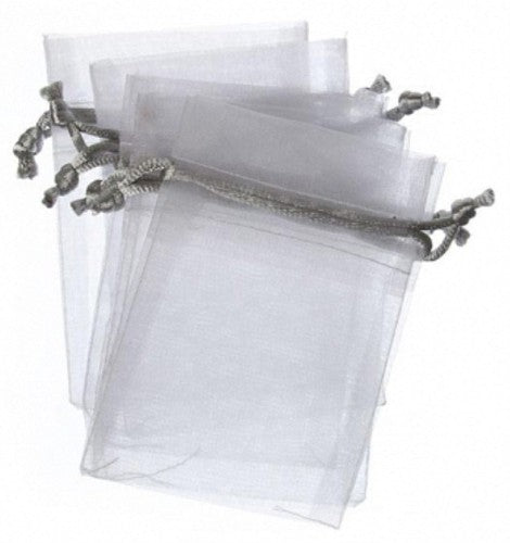 Bag - Organza Small- Pack of 10 (White / Silver)