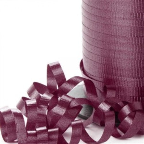 Burgundy curling ribbon, 450m x 5mm, ideal for elegant gift wrapping and crafting projects, perfect for all occasions.