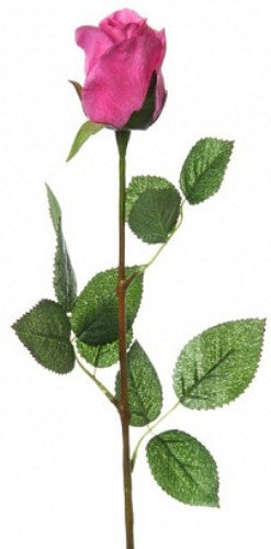Lifelike hot pink rose stem with green leaves, 70cm, perfect for home decor or special occasions.
