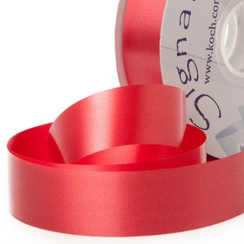 Vibrant red Economy Tear ribbon, 30mm x 91m, easily torn by hand, perfect for crafts, gift wrapping, and decorations.