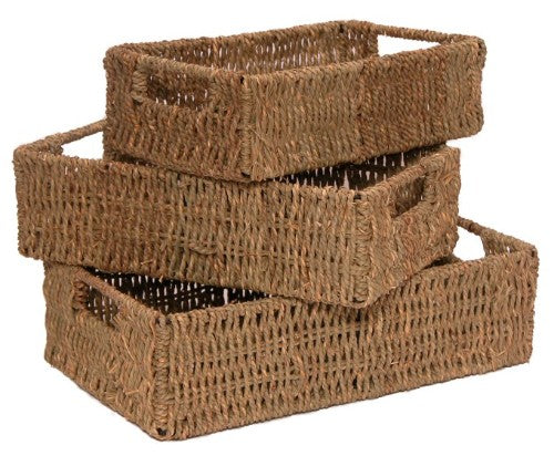 Tray asket - Rectangular Seagrass (Set of 3)