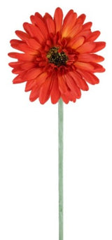 Vibrant orange silk Gerbera flower, 57cm tall, perfect for home decor or event centerpiece, offers everlasting beauty.