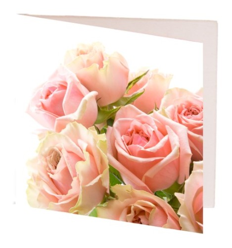 Pack of 10 elegant Pink Rose Bouquet gift cards, 7cm x 7cm, perfect for personalizing heartfelt messages.