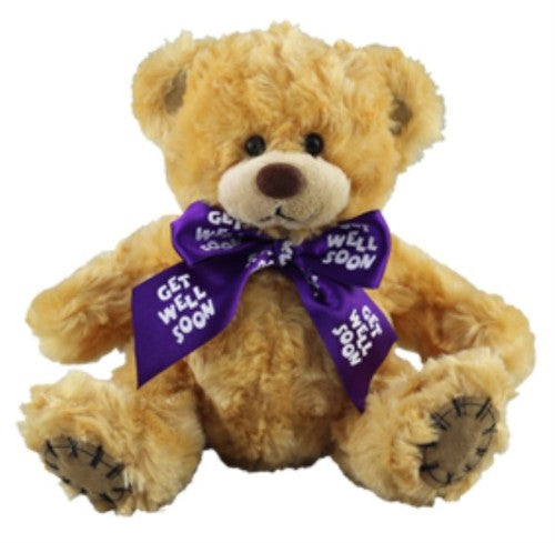 Soft Toy - Get Well Soon Bear with Ribbon Printed Get Well Soon