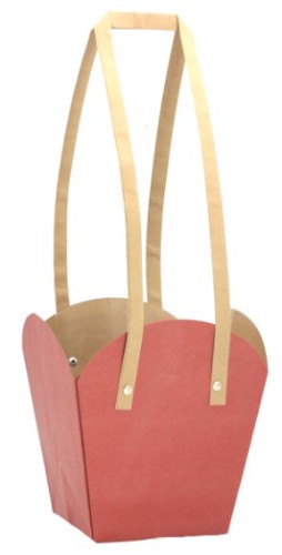 Vibrant red kraft paper bags in a pack of 10, eco-friendly, ideal for shopping, gifting, and DIY projects.
