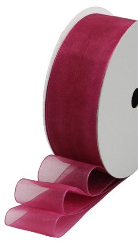 Vibrant cerese organza ribbon, 25mm wide, ideal for crafting, gift wrapping, and elegant decor enhancements.