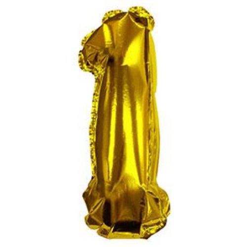 Gold self-inflating balloon, 23cm, perfect for elegant celebrations and hassle-free decoration.