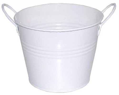 Metal Bucket with 2 handles - 140mm - Set of 6 (White )