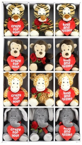 Valentine Jungle Animal - Tiger, Elephant, Giraffe And Monkey (Set Of 4)