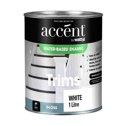 Accent Gloss Water Based Wall & Trim Paint 1L White