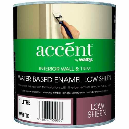 Accent Low Sheen Water Based Wall & Trim Paint 1L White