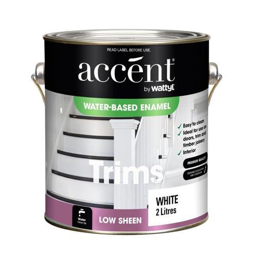 Accent Low Sheen Water Based Wall & Trim Paint 2L White