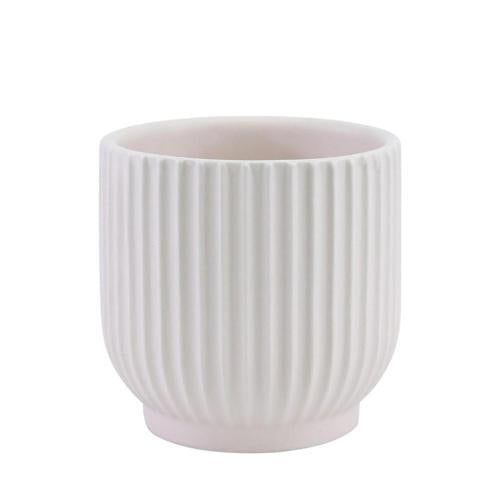 Bloom Ribbed Ceramic Maya Indoor Pot 14cm White