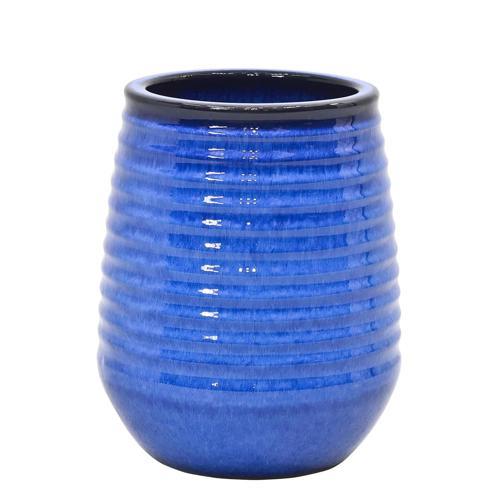 Gardeners Edge Outdoor Ripple Glazed Pot Blue Large