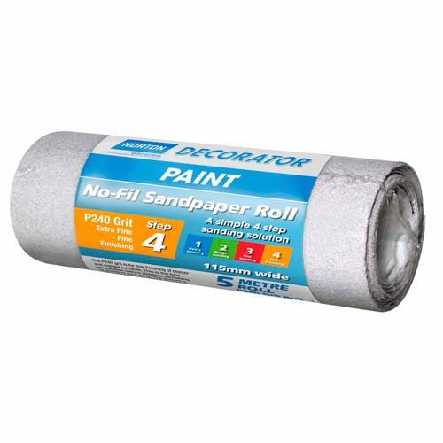 Decorator Sand Paper No-Fill 240 Grit 115mm x 5m White - Norton