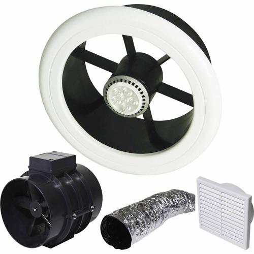 Shower Extractor With LED Light 150mm White - Weiss