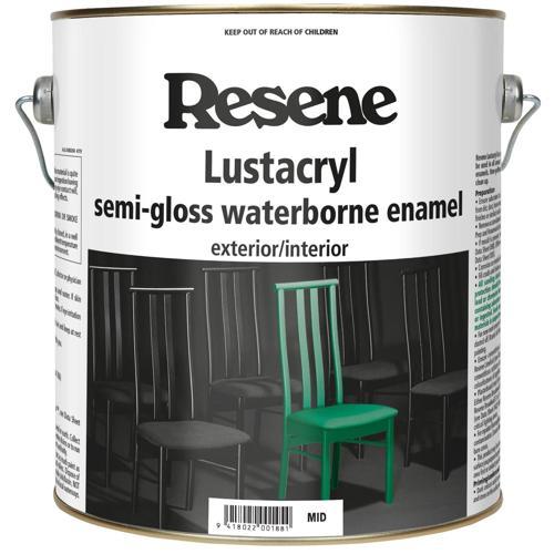 Resene Lustacryl Semi-Gloss Waterborne Enamel Paint 4L Mid Base