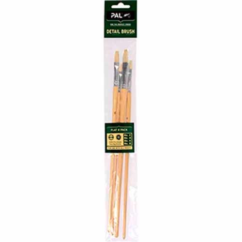 Flat Detail Paint Brush Set 4 Pack. 2mm, 4mm, 6mm And 8mm - PAL