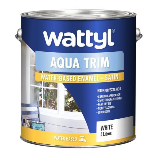 Wattyl Aqua Trim Water Based Satin Enamel 4L White