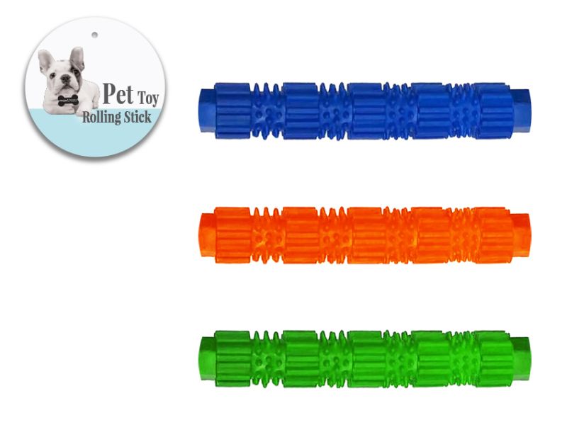 Dog Toy - Max Treats TPR Rolling Stick (Set of 12 Assorted)