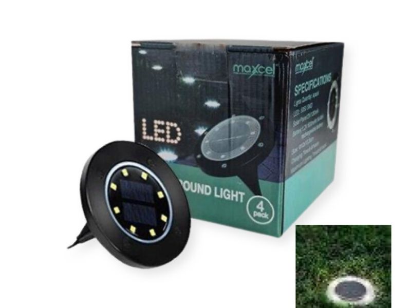 Lawn Light - Maxcel Solar 8-LED Cold White Set of 4pc (6 Packs)